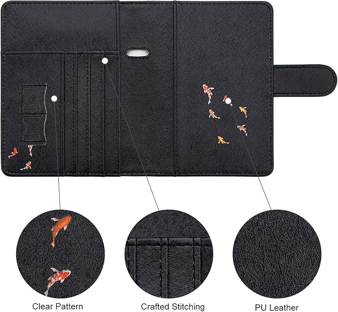 WALNEW Passport Holder for Travel, RFID Passport Cover Wallet for Women Men, PU Leather Passport Book Card Holder Case with Pen (Buckle Closure, Buckle-Carp)