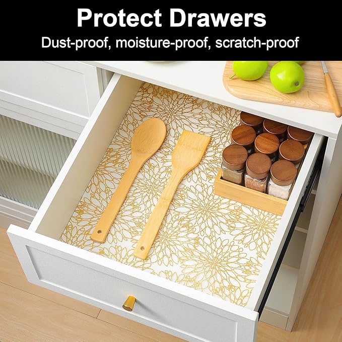 Cooyes Shelf Liners for Kitchen Cabinets Refrigerator Liners Waterproof & Oil-Proof Kitchen Cupboard Liner Drawer Mats EVA Material Non Adhesive Fridge Liner for Shelves（23.6" W x 236" L）