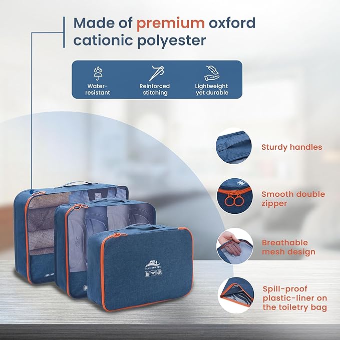 7 Set Packing Cubes for Suitcases Travel Luggage Packing Organizers,Travel Essentials Luggage Organizer Accessories Toiletry Bag Shoe Bag Laundry bag