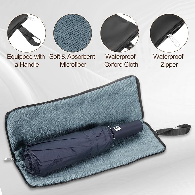 uxcell Wet Umbrellas Bag, 11 x 5 Inch Waterproof Oxford Cloth Reversible Umbrellas Sleeve Cover Portable Waterproof Case for Wet Travel Folding Umbrellas Travel Home Outdoor, Black
