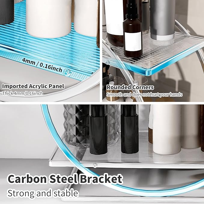 Perfume Organizer for Bedroom Dresser - Silver Makeup Organizers for Vanity, 2 Tier Bathroom Countertop Organizer Perfume Tray Skincare Storage Cosmetic Display Rack, Makeup Counter Shelf