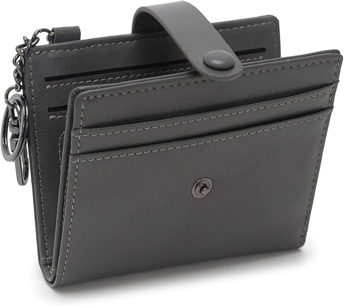 Alldaily Slim Keychain Wallet for Women, RFID Blocking Small Bifold Travel Credit Card Holder (Grey)