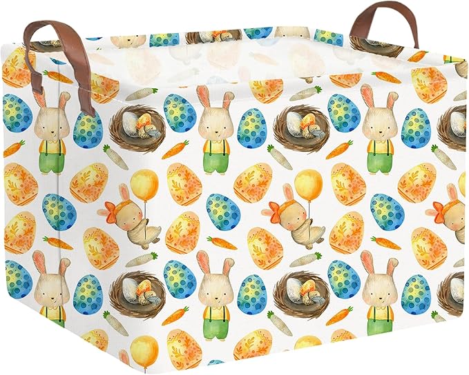 Rectangular Easter basket,Easter basket empty,Kids Storage Baskets for kids Bedroom,Gift bin,Kids Storage Bin,Easters gift baskets,Kids home Decor(Rabbit Easter egg)