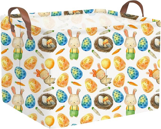Rectangular Easter basket,Easter basket empty,Kids Storage Baskets for kids Bedroom,Gift bin,Kids Storage Bin,Easters gift baskets,Kids home Decor(Rabbit Easter egg)