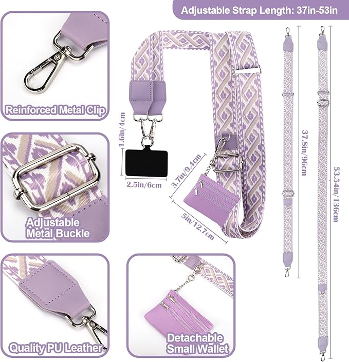 XANGNIER Clip and Go Strap for Phone with Wallet Crossbody, Phone Strap with Zippered Wallet, Adjustable Anti Theft Cellphone Lanyard for Women, Cellphone Chain Accessories,Multicolor 15