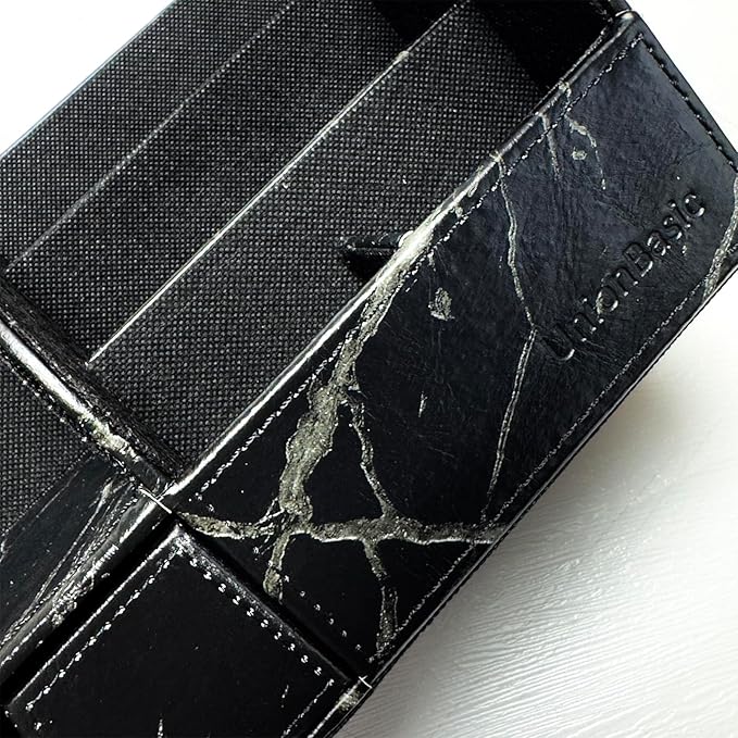 UnionBasic Desk Organizer - Multifunctional Leather Desktop Pen Holder Storage Box - Business Card/Pen/Pencil/Mobile Phone/Stationery Holder, Marble Black