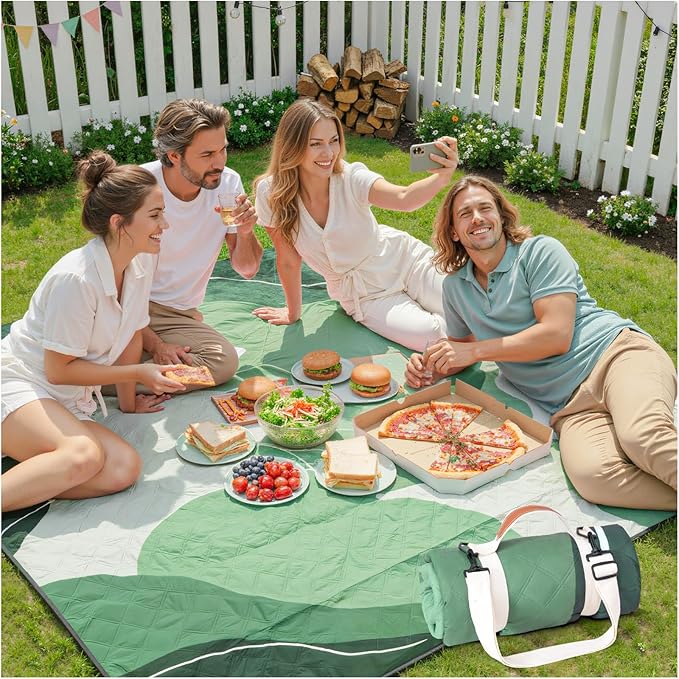 Waterproof Picnic Blanket Beach Outdoor Camping Mat Extra Large Foldable Cute Big Travel Essential Accessories Gift Park Patio Lawn Garden Grass Ground Play Music Festival Concert Must Have