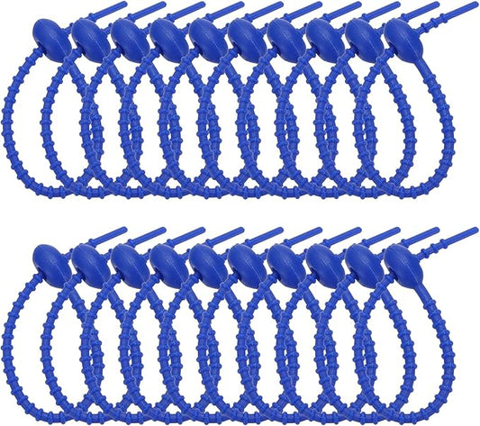 PATIKIL 6 Inch Silicone Cable Ties, 20pcs Rubber Reusable Twist Zip Ties Organizer for Home Office Kitchen Food bags Wires Adjustable Bag Clip, Dark Blue