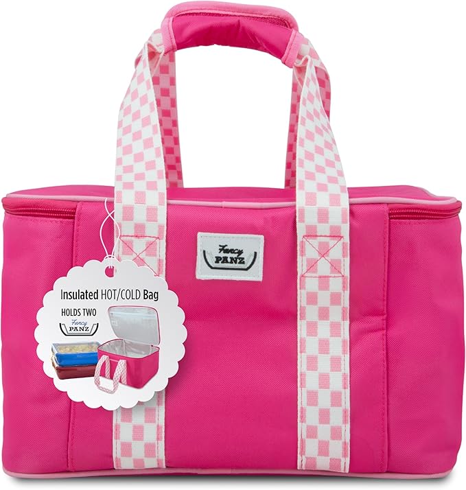 Fancy Panz - Pink Insulated Casserole Carrier Bag - Insulated Thermal Bags for Hot & Cold Food Holds 2 Standard Size Fancy Panz - 2 Pockets - Food Container - Hosting Essentials