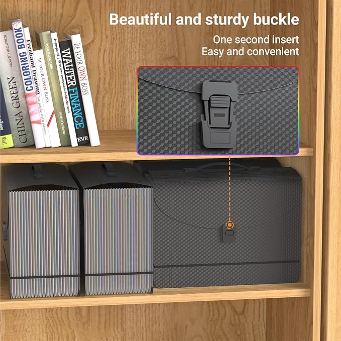 25 Pockets Expanding File Folders,Portable Accordian File Organizer,Expandable File Folder,Bill,Paper,Document Organizer,Plastic Accordion Filing Box,Colored Tabs,A4/Letter Size Diamond