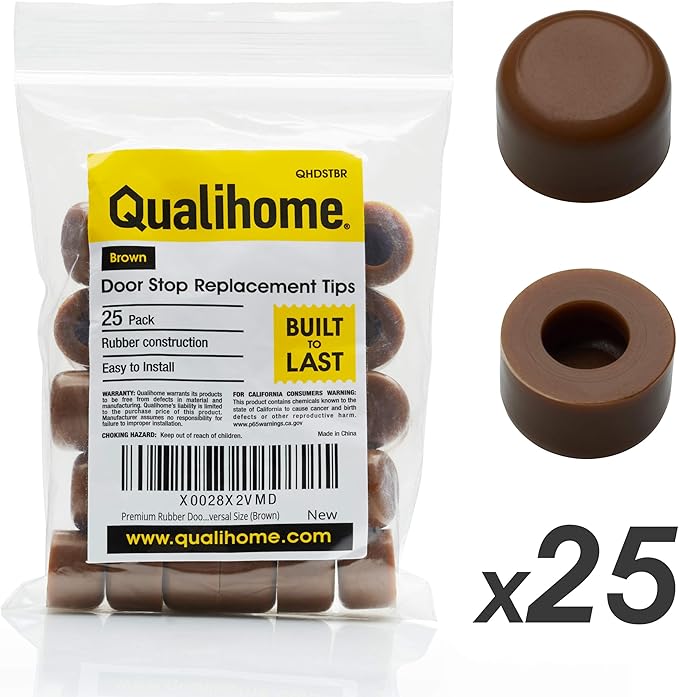 Premium Rubber Door Stop Stud Replacement Tips – Doorstopper Bumpers, Spring Hinge End Caps for Wall & Floor Protection – Universal Size (Brown)