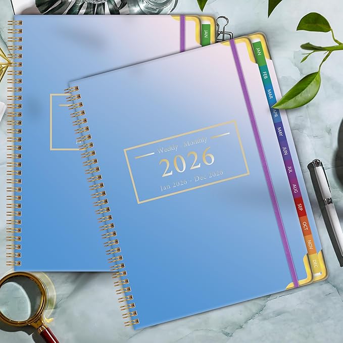 Planner -2026, Hardcover Weekly & Monthly Calendar Planner, January 2026 - December 2026, 6" x 8", Daily Agenda Book with Colorful Tabs, College Organizer Notebook, School & Work Supplies for Student Teacher Classroom