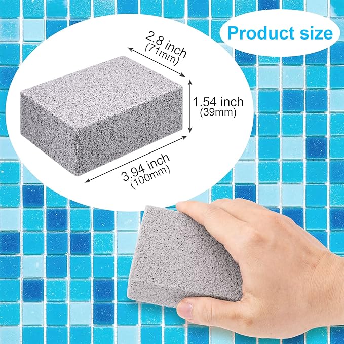 Pndeyo Pools Pumice Stone for Cleaning 2pcs, Pumice Stone for Pool Tile Toilet Bowl Bathtubs Kitchen Sink BBQ Grills Cleaning Calcium Remover Rust Eraser 3.94 x 2.76 x 1.57 Inch