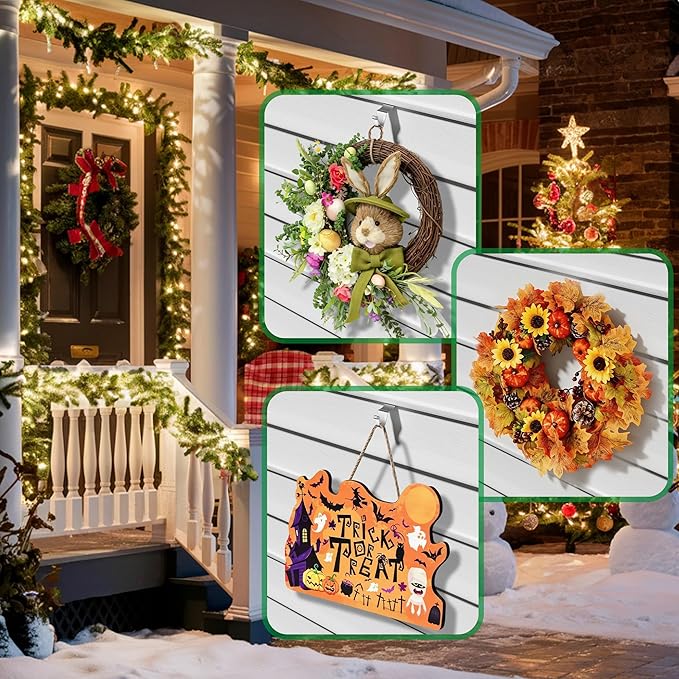 Booda Brand Vinyl Siding Hooks (20 PCS), Heavy-Duty Stainless Steel Siding Hooks Vinyl Siding Hangers, Low Profile & No Holes Needed Siding Clips for Hanging Wreaths, Welcome Signs, String Lights