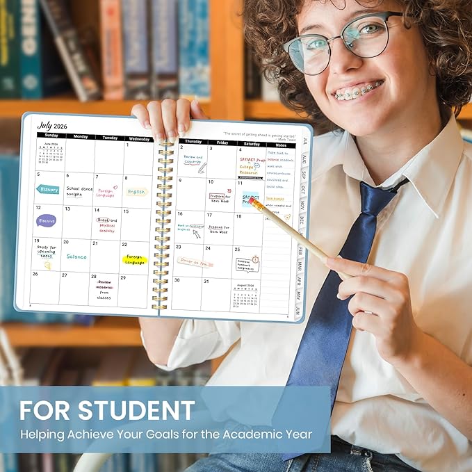 Planner 2026-2027 for Women & Men, Academic Monthly and Weekly Calendar Planner, Jul 2026 - Jun 2027, A5 (6.3" x 8.5"), Teacher Student Planning Book with Tabs, Ideal for Office School Supplies - Baby Blue
