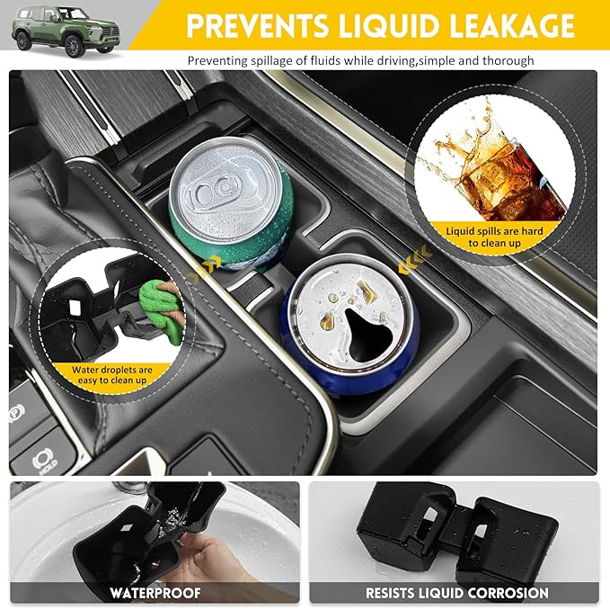 Cup Holder for 2024 2025 Lexus GX550 Center Console Cup Holder Insert Silicone Cupholder Coaster Liner for 24 25 GX 550 Interior Accessories Black