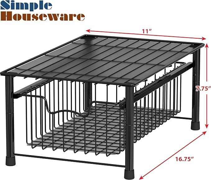 Simple Houseware Stackable Basket Drawer, Black