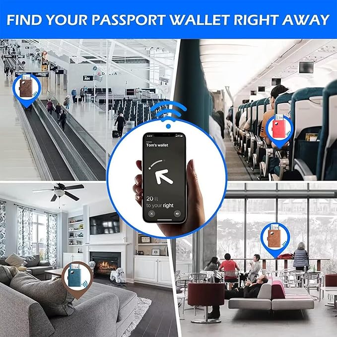 Airtag Passport Holder Cover Wallet Travel Essentials Leather Rfid Blocking Case Vacation Luggage Must Haves Travel Accessories for Men Women (117#Brown)