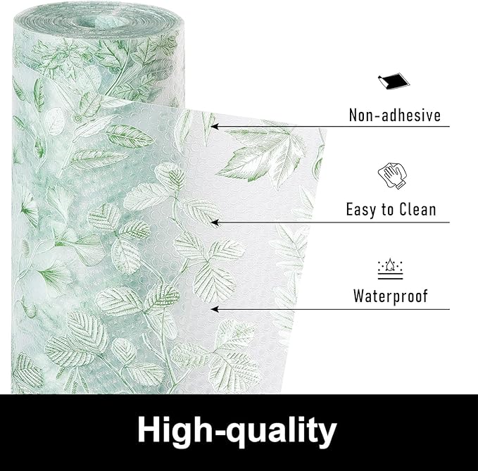 Cooyes Shelf Liner Drawer Liners, Shelf Liners for Kitchen Cabinets, Non-Adhesive Cabinet Liner, EVA Waterproof Non-Slip Refrigerator Liners for Kitchen Drawers（11.8" W x 118" L）