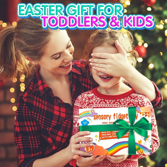 4PC Dinosaur Color Sorting Sensory Toys, Montessori Travel Toys for Toddler Fine Motor Skill Learning Activities Quiet Calm Down Fidgets for Classroom Easter Basket Stuffers for 3 4 5 Year Old Kid