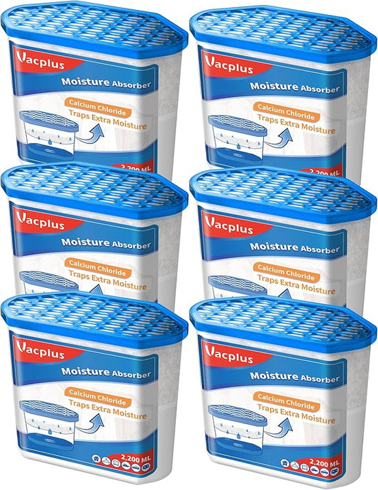 Vacplus Moisture Absorbers 6 Pack, Portable Humidity Absorber Boxes for Your Bathroom, Closet & Car, Dehumidifier with Fragrance Free, 32.0 Oz