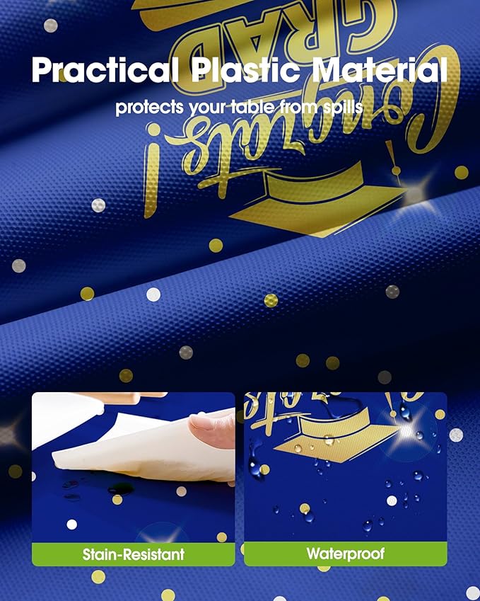 Pureegg Graduation Decorations 2026 Plastic Tablecloth Disposable 10 Pack, Class of 2026 Black Rectangle Table Cover 54 x 108 Inch, Plastic Table Cloth for Graduation Party, Picnic