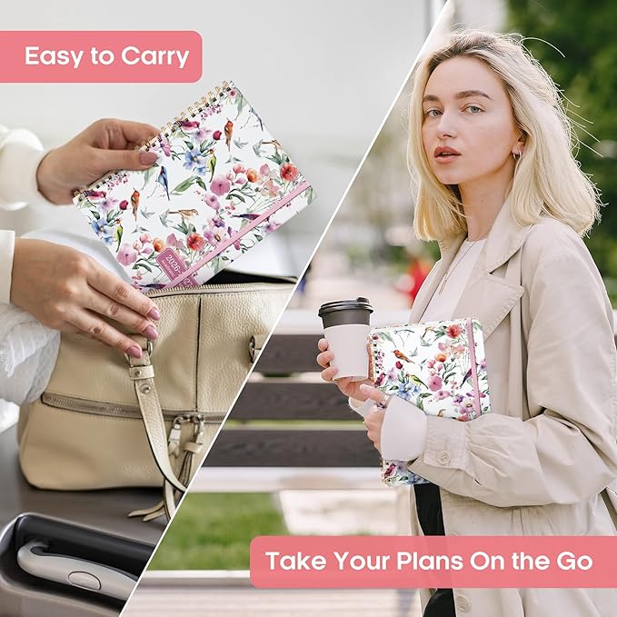 Academic Planner 2026-2027, Weekly and Monthly Calendar Book, July 2026 – June 2027, Hardcover Planner with Tabs, Perfect for Teachers, Students, Women & Men, A5 (6.4" x 8.5") - Songbird Bloom