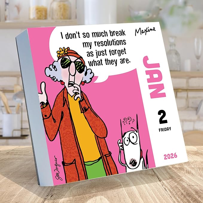 TF Publishing 2026 Maxine Daily Desktop Calendar - Small Daily Desk Calendar 2026 for Home or Office Organization, Full-Color Tear-Off Pages & Stand-Up Display with Funny Quotes - 5.25 x 5.25 In