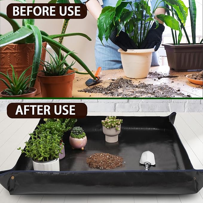 26.8" x 26.8" Plant Repotting Mat Waterproof Transplanting Mat Indoor Succulent Potting Mat Portable Gardening Watering mat Square and Foldable Garden mat
