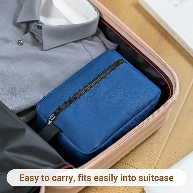 Elviros Travel Toiletry Bag for Women and Men,Lightweight Makeup Bag Hanging Dopp Kit with Shaving Compartment Cosmetic Organizer Large Tool Bag Travel Essentials,Gifts for Men(Large,Navy Blue)