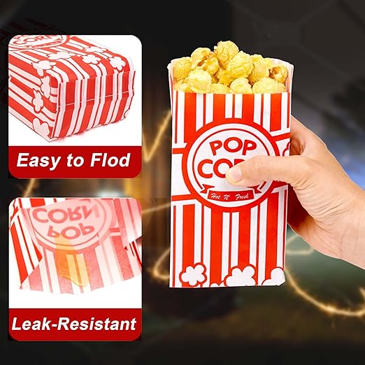Homrelaxy 144 Pcs Paper Popcorn Bags, 1 oz Popcorn Bags Individual Servings, Bulk Pop Corn Sleeves for Pop Corn Machine, Movie Night, Cinema, Carnival, Party, Concessions