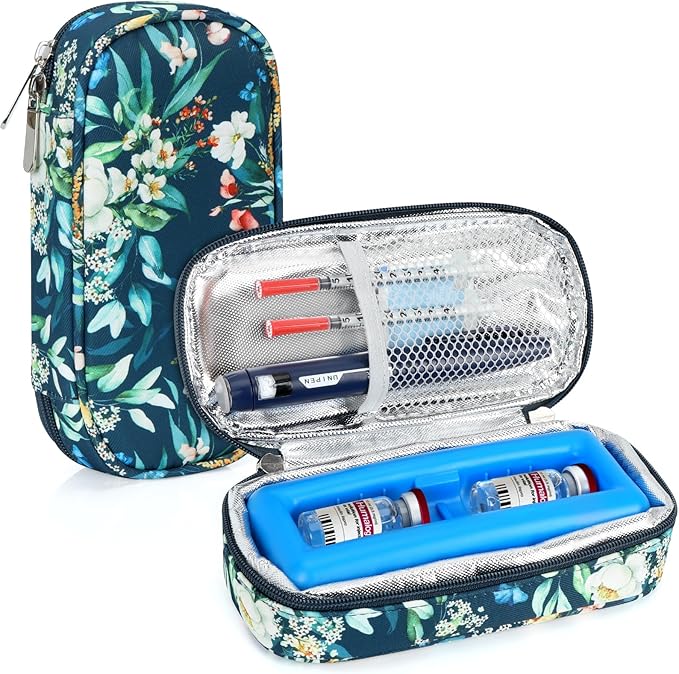 YOUSHARES Insulin Vials Cooler Travel Case - TSA Approved Diabetic Medication Vial Cooling Bag with Protective Ice Brick, Refrigerated Diabetes Supplies Organizer, Small Bottle Carrying Storage