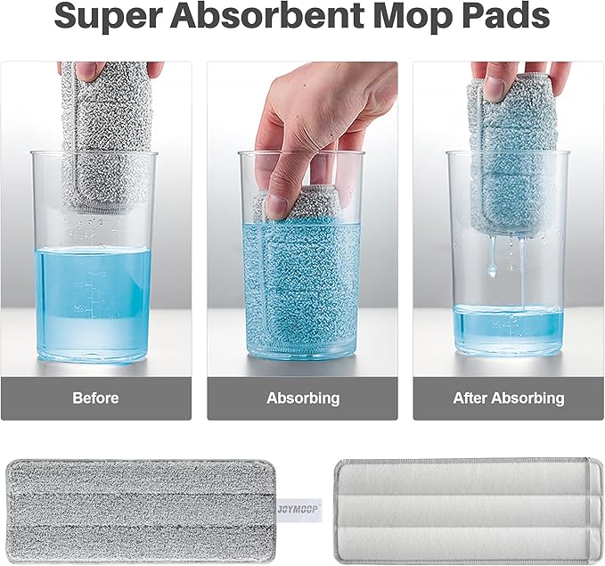 JOYMOOP Flat Mop and Bucket Set with Microfiber Pad, 12 Disposable Toilet Brushes with Stainless Steel Holder, Multi-Functional Cleaner for Household & Commercial Use, Floors, Windows & Toilets
