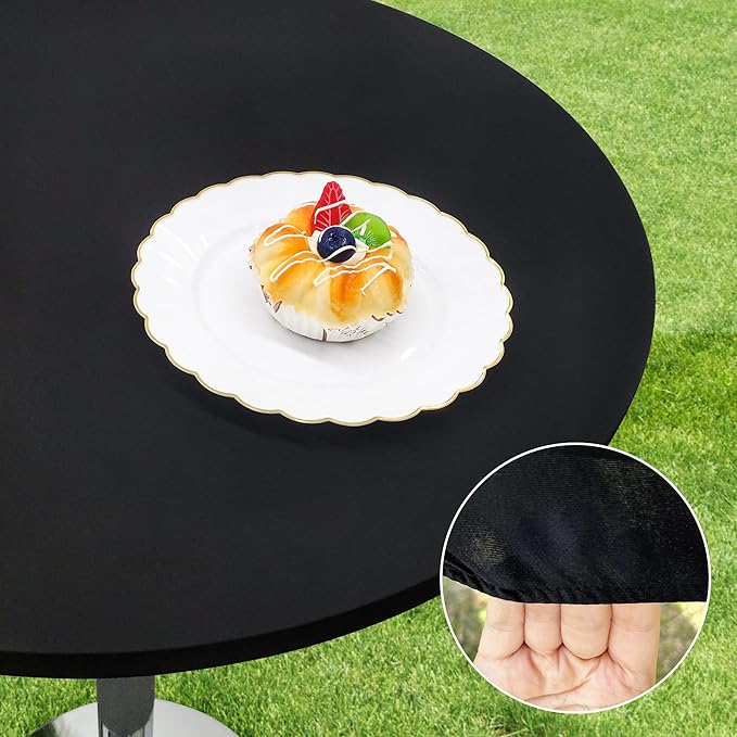 Small Round Fitted Table Cover Cocktail Table Topper Cap Elastic Tablecloth Stretch Spandex Table Cloth for Bar Pub Party Black 30 Inch