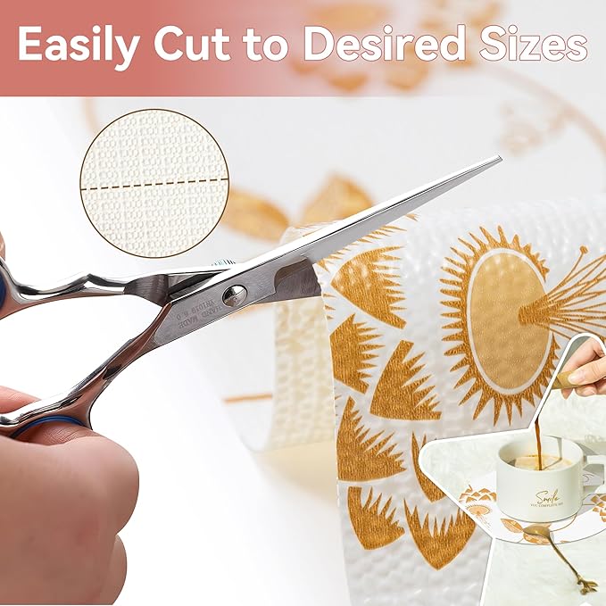 RAY STAR Shelf Liner, Non Adhesive Golden Leaves Floral Kitchen Cabinet Liner for Pantry Drawer Vanity, Strong Grip Non Slip, Shelf Liners for Kitchen Cabinets Cupboard 18 Inch x 8 FT (5 Rolls)