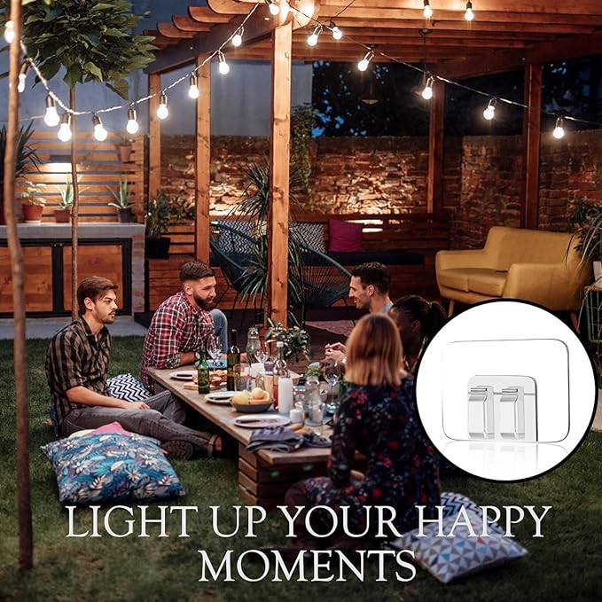 Hooks for Outdoor String Lights Clips: Heavy Duty Cable Clips with Waterproof Adhesive Strips for Hanging Christmas Lights - Outdoor UV-Resistant Clear Sticky Cord Holders Rope Organizer (300)