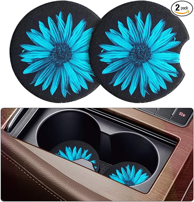 Moly Magnolia 2 Pack Car Coasters for Drinks Absorbent - 2.75 Inch Cute Car Cup Holder Coasters for Women, Removable Cup Holder Coaster for Women Girls, Car Interior Accessories (Style A)