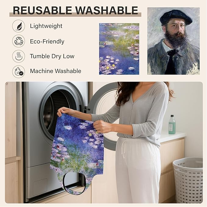 Reusable Grocery Bags, Oil Painting Art Tote Bags With Carry Pouch Waterproof Shopping Bags for Travel Daily Use