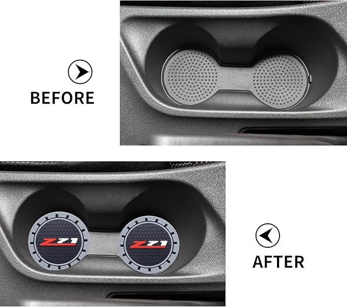 Car Cup Coaster for Chevy Z71 Recessed Silicone Cup Holder Coaster Interior Accessories 2.75in 2Pieces
