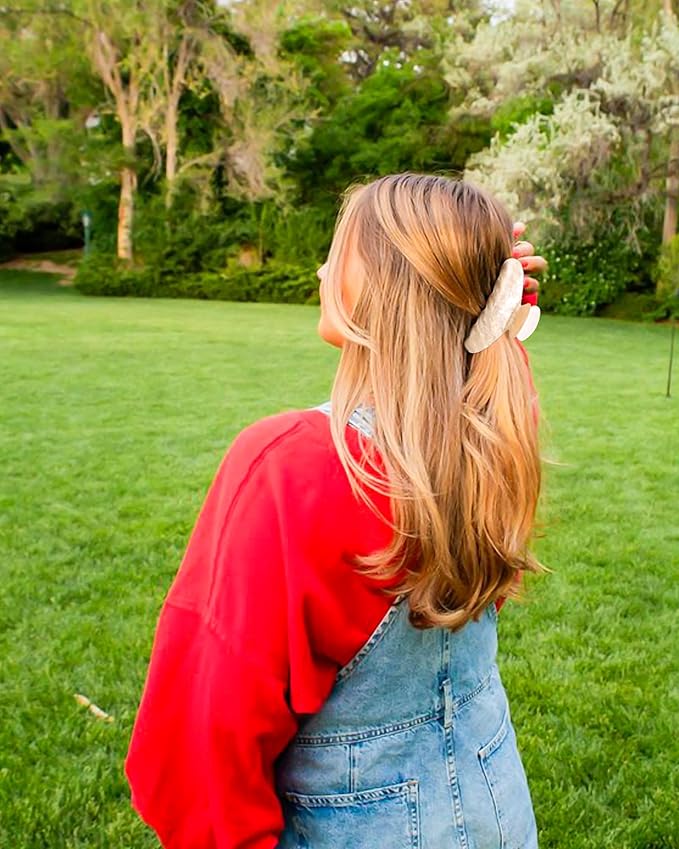 4Pcs Large Acrylic Hair Claw Clips - Strong Hold Thick Hair Banana Barrettes for Women Girls (Hair Clips, Banana