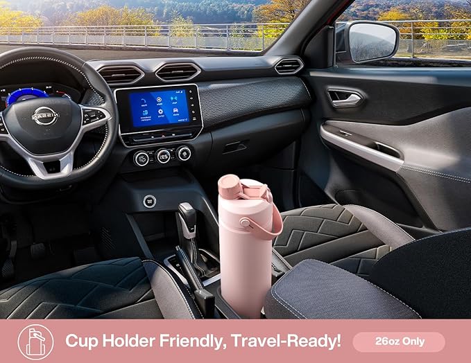 POWCAN 26 oz Insulated Water Bottle with 2-in-1 Straw and Spout Lid, Keep Cold 24H, Leak-Proof, Fits in Car Cup Holder, Stainless Steel Water Bottle for Gift, Home, Trip, Daily Outings (Furry Friends)