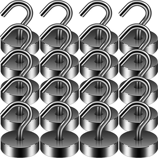 Neosmuk Magnetic Hooks, Cruise Ship Essentials, 40lb+ Heavy Duty Magnetic Hooks for Cruise Cabins, Refrigerator, Grill, Hanging, and Travel | Extra Strong Must-Have Magnet Hook, Gunmetal, Pack of 20