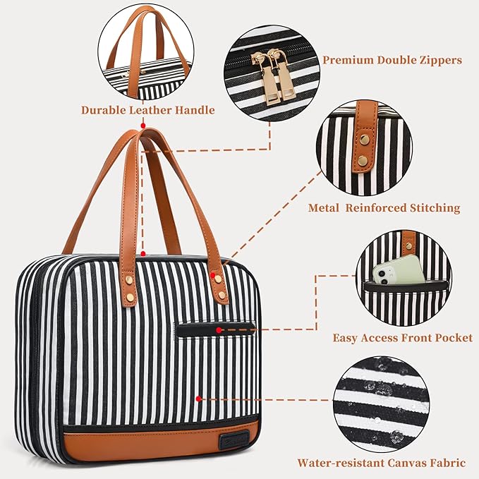 Bosidu Hanging Travel Toiletry Bag, Large Capacity Cosmetic Travel Toiletry Organizer for Women with 4 Compartments & 1 Sturdy Hook, Perfect for Travel/Daily Use/Christmas