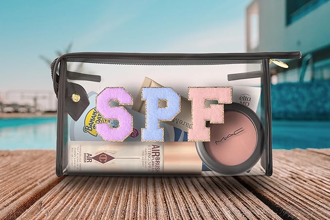 Embla Makeup and Lotion Bag - Waterproof Makeup and Sunscreen Pouch for Travel, Beach, Pool - Clear Zipper Pouch for Sunscreen and Cosmetics Storage, Durable Make Up Organizer for Beach Bag Essentials