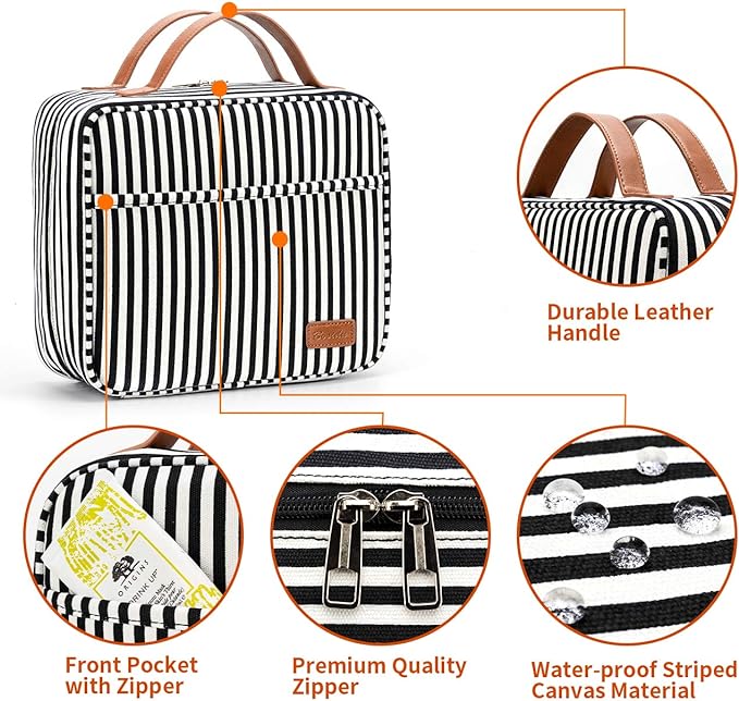 Bosidu Hanging Travel Toiletry Bag, Large Capacity Cosmetic Travel Toiletry Organizer for Women with 4 Compartments & 1 Sturdy Hook, Perfect for Travel/Daily Use/Christmas