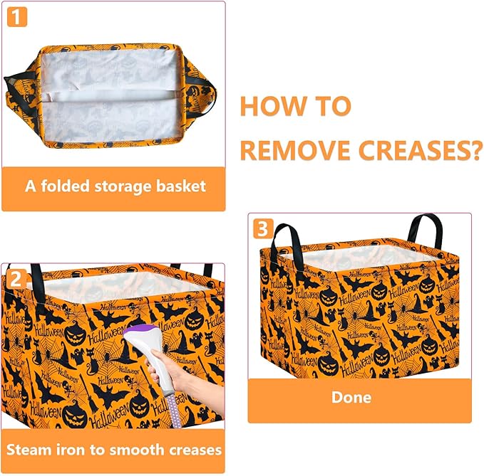 Halloween Storage Basket Pumpkin Ghost Gift Basket for Kids Foldable Toy Box Waterproof Organizer Bin Laundry Nursery Hamper for Home Office Dorm Closet Shelf
