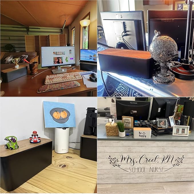 YUANYE Cable Management Box Cable Management Kit for Power Strip to Hide Wires,Cord Organizer Boxes,Safe ABS Material Wire Organizer of Cable Clips Sleeve for Home & Office,3Pack-128PCS/White