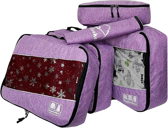 5 Set Packing Cubes for Travel Large Suitcase Luggage Organizer Bags Travel Accessories Vacation 4 Cubes 1 Laundry Pouch Bag