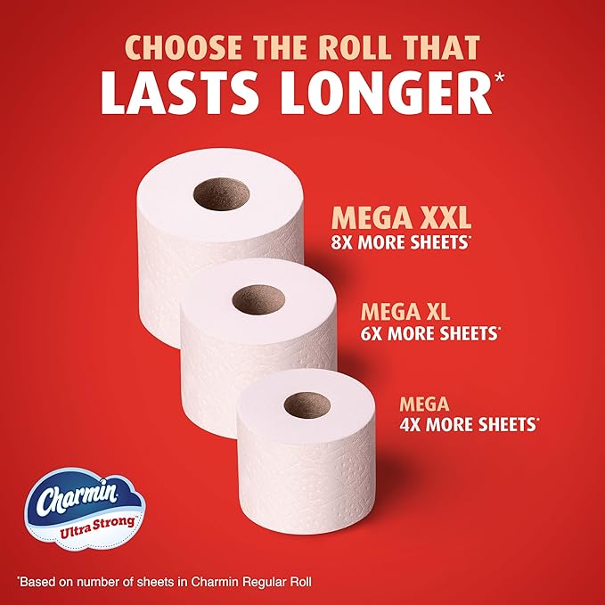 Charmin Ultra Strong Toilet Paper, 18 Mega XL = 108 Regular