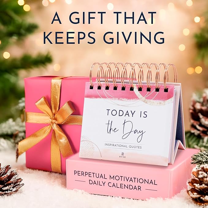 RYVE Motivational Calendar - Daily Flip Calendar with Inspirational Quotes - Motivational Gifts and Inspirational Gifts for Women, Desk Decor, Office Decor for Women and Office Desk Accessories